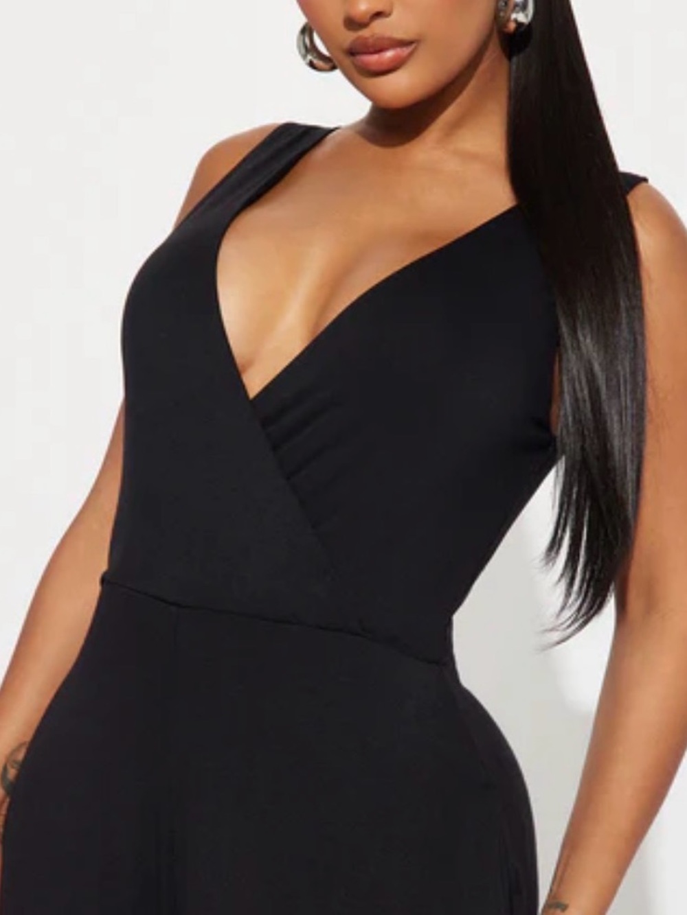 Women’s Plus Size 3X Black Wide Leg Sleeveless Jumpsuit with Pockets - Picture 4 of 5